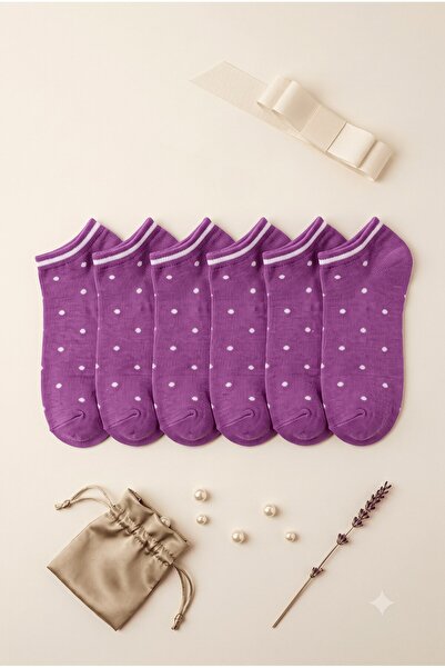 hadiora 6-Piece Purple Polka Dot Women's Socks Set - Soft Cotton