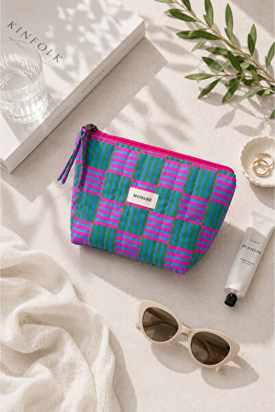 MOISARE Makeup Bag Quilted Organizer - Travel Cosmetic Organizer Zippered Mul...