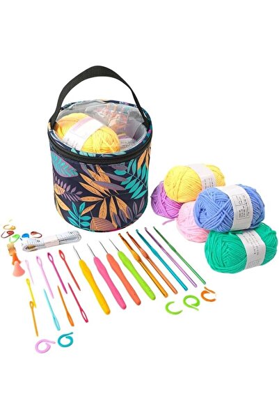 LİVA CRAFT Art & Craft Knitting Set, Beginner Knitting Kit with Bag, 44-Piece Crochet Set