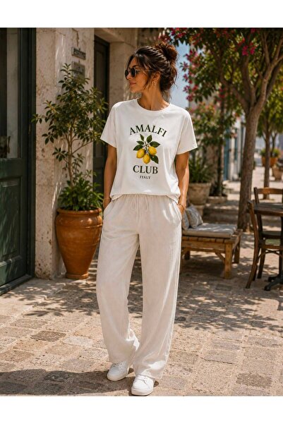 TREND EMMODA تي شيرت نسائي كبير الحجم مطبوع عليه ليمون من Amalfi Clup