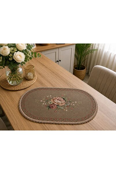 Yeshome Collection Vintaqe Bouquet Tapestry 40X60 Oval Coffee Table Cover