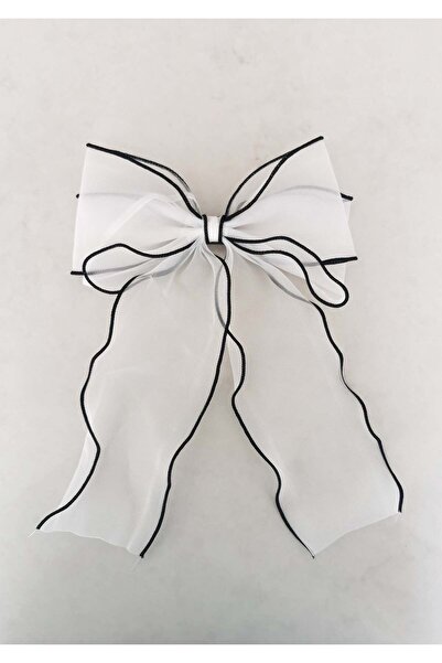 Halley Concept Vintage White Organza Bow Automatic Buckle 17X23 cm