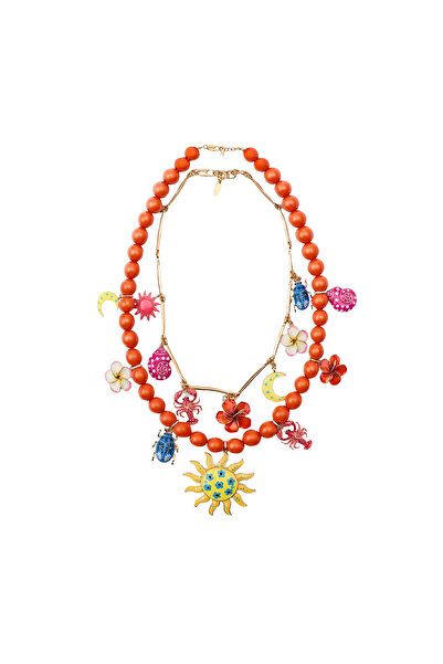 Charmist Zr Charm Necklace – Summer Charm Orange Beaded Necklace