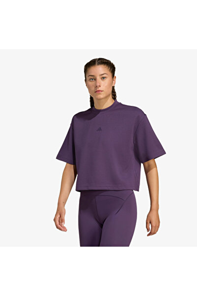 adidas Yoga Motion Petek Örgü Kadın Mor Antrenman T-Shirt