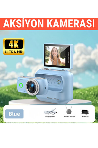 RAYLAX Aksiyon Kamerası 4K Mini 360° Ayrılabilir Kamera Tak Çıkar 180° Döner ...
