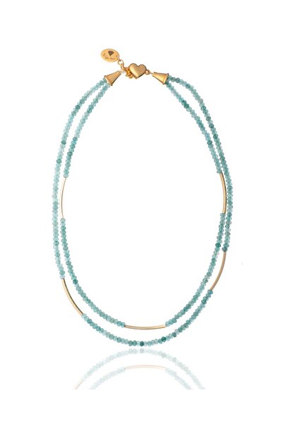 THE GEM STORIES JEWELRY Διπλό Κολιέ από Ανοιχτό Πράσινο Νεφρίτη