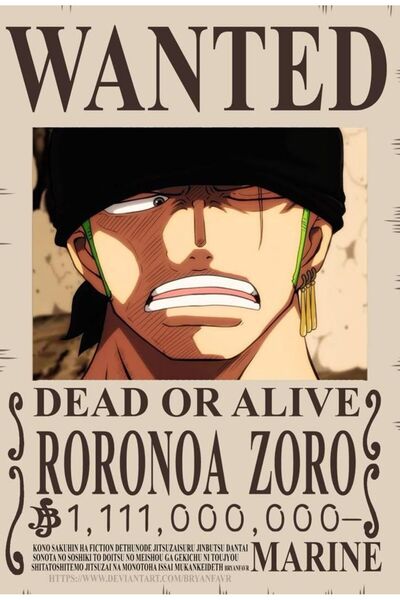 eslem bijuteri Eslem One Piece Roronoa Zoro Wanted Ödül Afişi Dijital Baskı K...