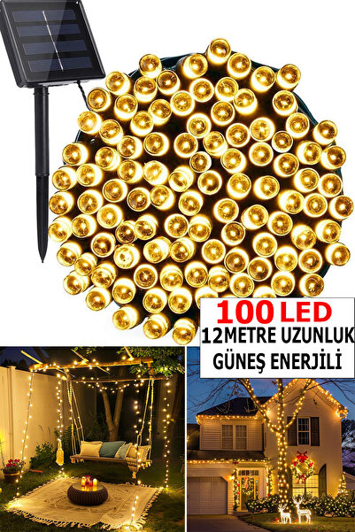 Light Home 100 LED 12 Metre Güneş Enerjili Solar LED Aydınlatma IP65 Bahçe Ba...