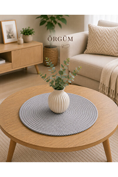 ÖRGÜM Bohemian 40X40 cm Wicker Look Coffee Table Cover