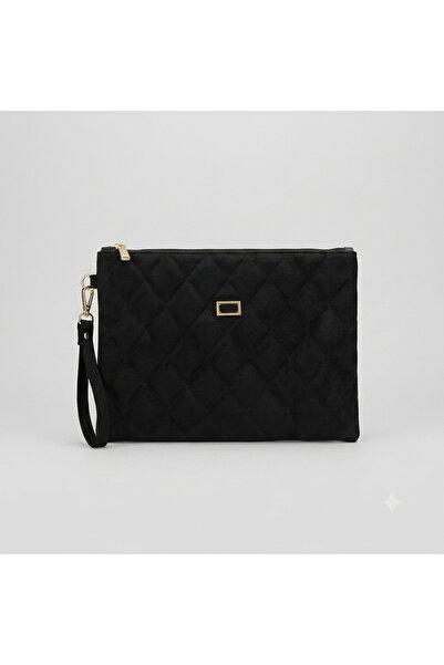 BK Bags & Accessories حقيبة يد نسائية متوسطة الحجم من جلد الغزال الأسود