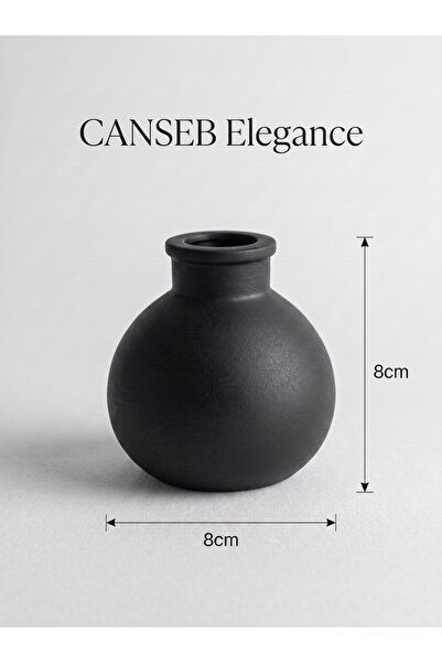 CANSEB Elegance Premium - Black - Tiny Chubby Vase - 8X8Cm - Hand-Painted Cra...