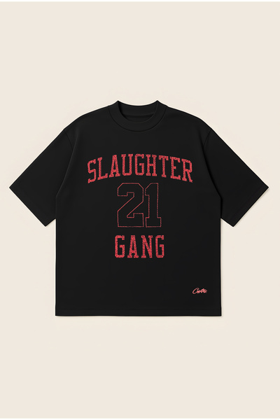 Moon Dancer Corteiz Slaughter Printed Oversize Boxy Cut Unisex 100% Cotton Ts...