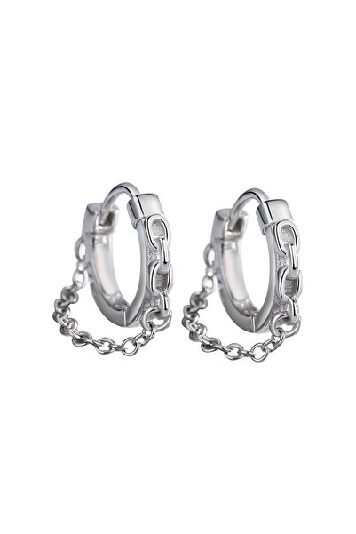 Choice Steel color 1Pair New In Minimalist Silver Plated Chain Hoop Earrings ...