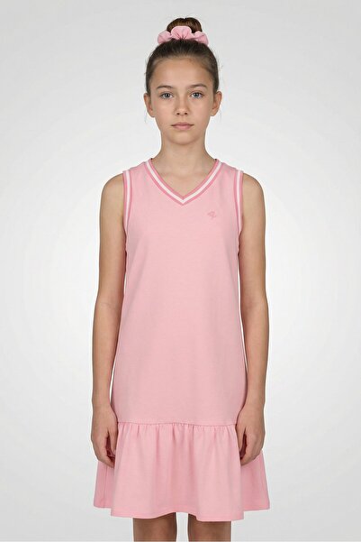 Draper James Kids Girl Embroidered Dress With Scrunchie, Pink