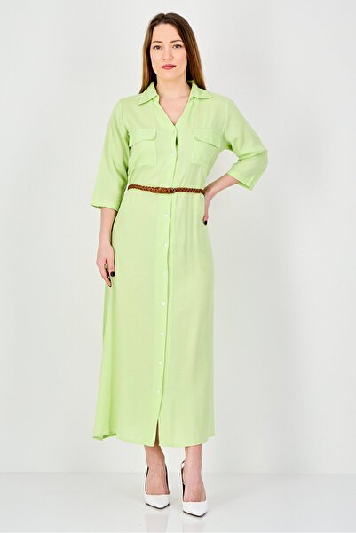 Epiphany Women Plain Shirt Dress, Lime Green