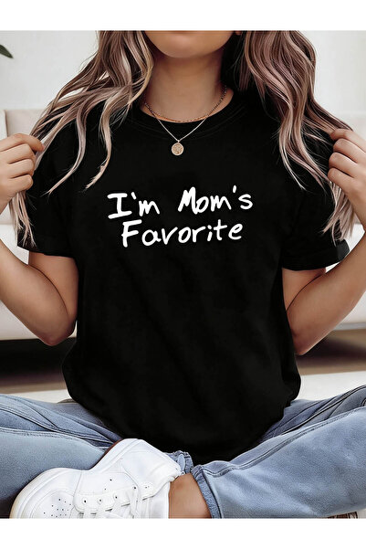 LİNA06 I'M Mom'S Favorite Graphic Print Women'S Round Neck Short Sleeve T-Shi...
