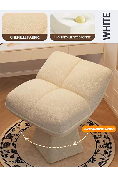 Vitakit Rotating Upholstered Vanity Stool, Soft Dressing Chair with High Resi...