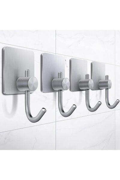 Arabest 4-Piece Stainless Steel Adhesive Wall Hooks,Heavy Duty,for Towels & R...