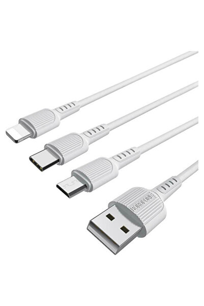 Borofone Κανονικό καλώδιο USB σε Lightning / Type-C / micro USB Λευκό 1μ (BX16)