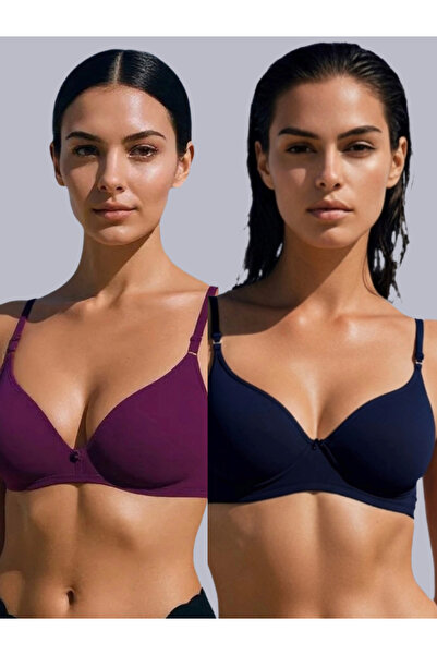 Eden By Styli Pack of 2 - Non-Padded Non Wired Cotton Blend T-Shirt Bra