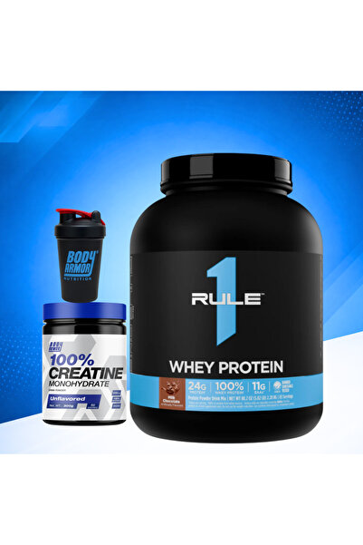 Rule 1 Whey Protein + Creatine Monohydrate Bundle + Shaker | High Protein Gym...