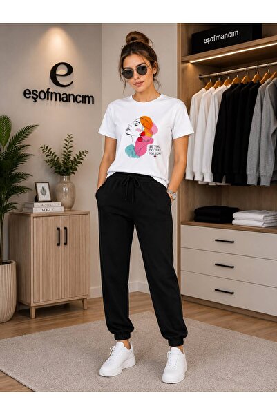 Eşofmancım Women's Printed Top and Bottom Tracksuit Set