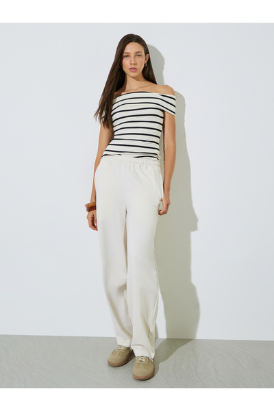 Styli Cream Barrel Fit Cotton Blend Joggers