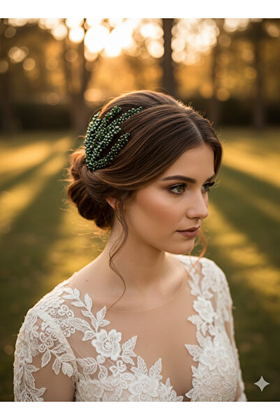 SUE ATELIER CO Dal Tasarımlı Gelin Tacı – Kristal Taşlı Bridal Saç Aksesuarı