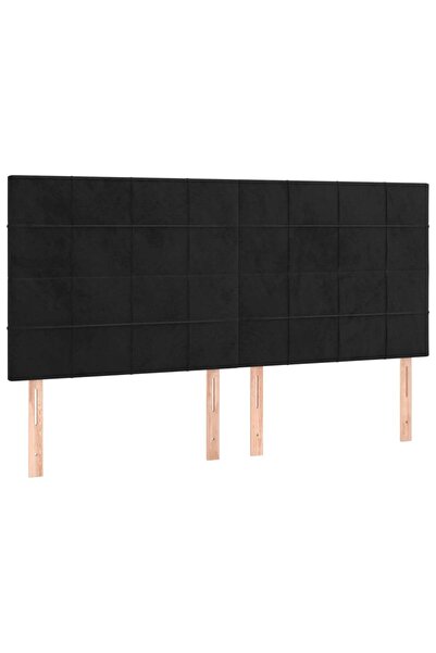 vidaxl Tăblie de pat neagră 180x5x118/128 cm catifea