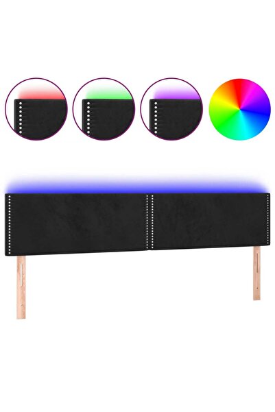 vidaxl Tăblie de pat cu LED, negru, 160x5x78/88 cm, catifea