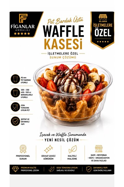 figanlar ambalaj Pet Bardak Üstü Waffle Kasesi 95 mm Uyumlu Şeffaf Sunum Kase...