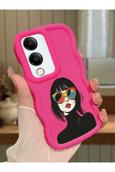 Hontinga Vivo Y04S Compatible Case Camera Protector Red Silicone Couple Phone...