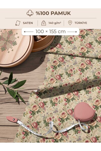 FabricsTown 100% Cotton Satin Fabric 100X155 cm Digital Printed for Sewing Pa...