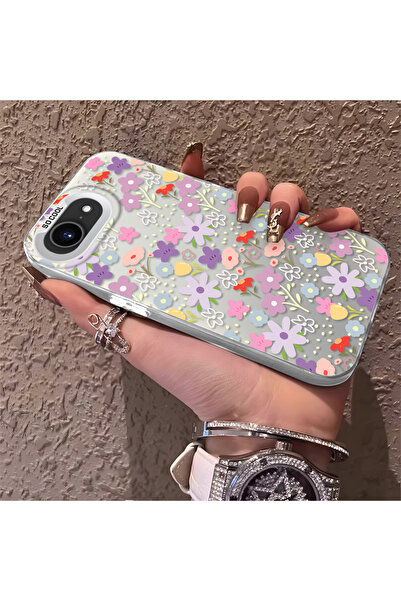 PATTERNOVA iPhone 16E Uyumlu Tam baskılı küçük çiçek sert kılıf, basit tam ka...