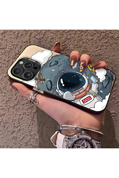 PATTERNOVA iPhone 16 Pro Max Uyumlu Ay astronot baskılı sert kılıf, tam kapla...