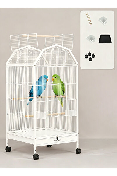 KidLe Open Top Standing Bird Cage Parrot Cage with Wheels Stand and Slide Out...