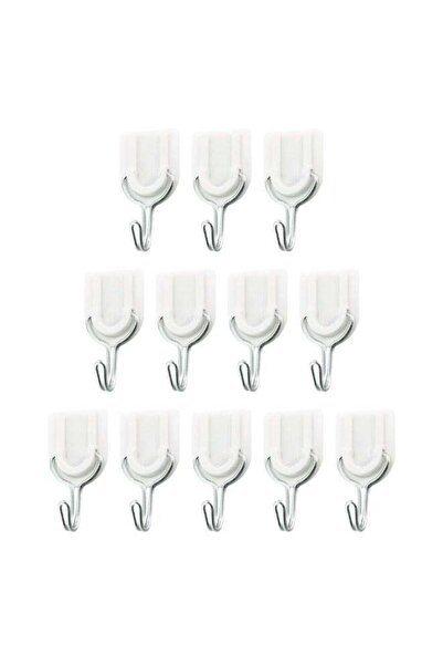 Duravel 12Pcs Hooks Sticky Wall Hooks Self-Adhesive Metal Hook Strip for Kitc...