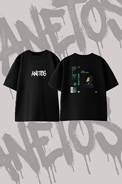 Anetos تي شيرت The Weeknd Kiss Land Design مطبوع من الخلف مصنوع من القطن بالل...