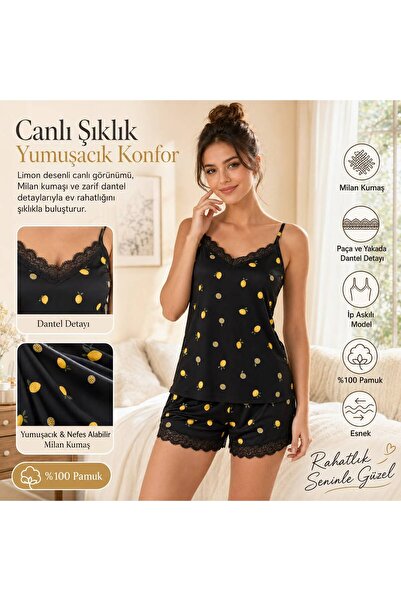 Gizem iç giyim Top and Bottom Pajama Set with Shorts, Soft Fabric