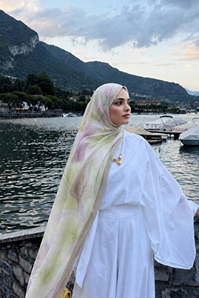 BONASERA EŞARP Fransız İpeği Şal Modeli Pastel Çiçek Desenli Tesettür Şalı