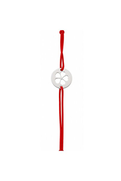 JOLIE Martisor Bratara, Jolie, Argint 925, Model Trifoi Decupat, Snur Rosu Re...