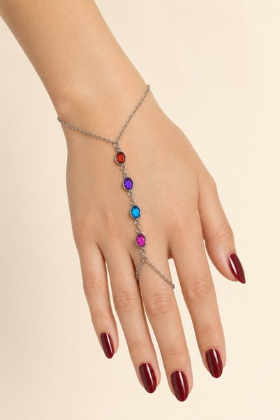 X-Lady Accessories Gümüş Renk Oval Zirkon Taş Çelik Şahmeran - 3895