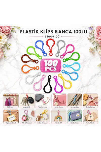 Yumuşakkeçe 100 Pcs Colorful Plastic Clip Hooks - Jewelry Design, Keychain, a...