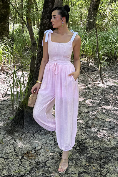 Aryena Pink Women's Drawstring Shalwar Trousers