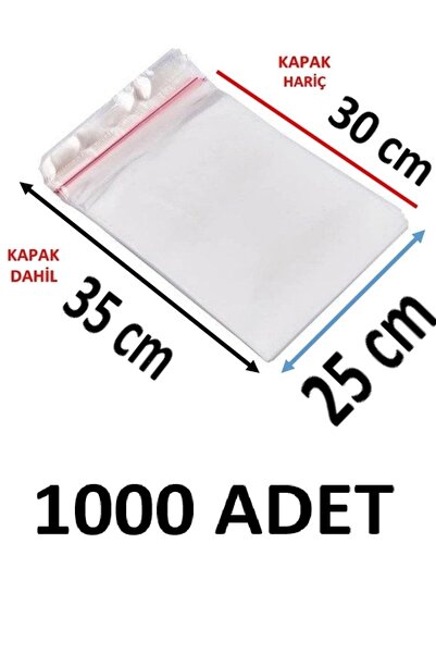 MTKardeşler 1000 Pieces 25X30+5 cm Transparent Adhesive Gelatin Pouches Dowry...
