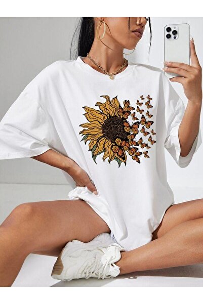 bellanova Unisex πολύχρωμο μπλουζάκι με στάμπα Oversize Streetwear Άνετη εφαρ...