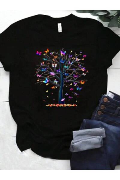 classy moda Γυναικείο μπλουζάκι σε μαύρο χρώμα oversize με ζωηρό γραφικό σχέδιο