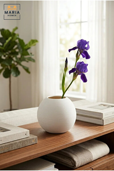 MARIA HOMES Modern Decorative Flower Vase with Round Shape, Wide Opening and ...
