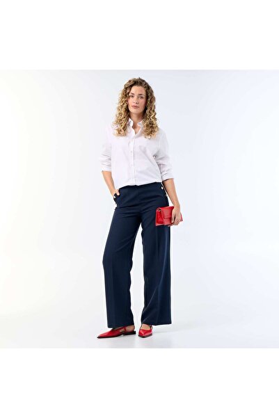 KIABI Wide-leg trousers with fancy gold buttons on the pockets BLUE