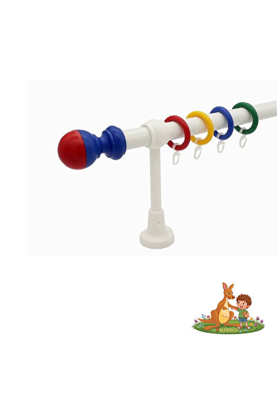 KLEIDECO Simple curtain rail KIDZ, Plastic, Diameter 28 mm, Red-blue BALL end...